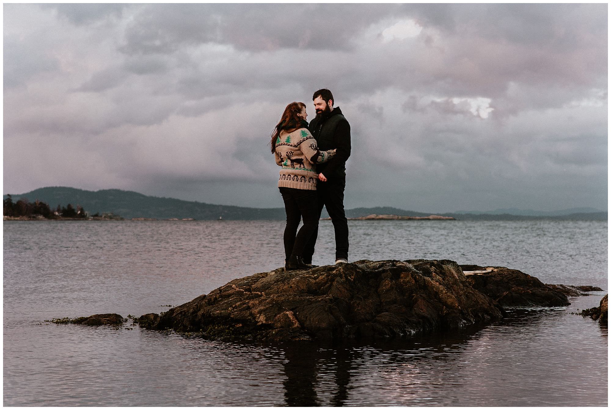 victoria wedding photographers, sunset engagement session at cattle point