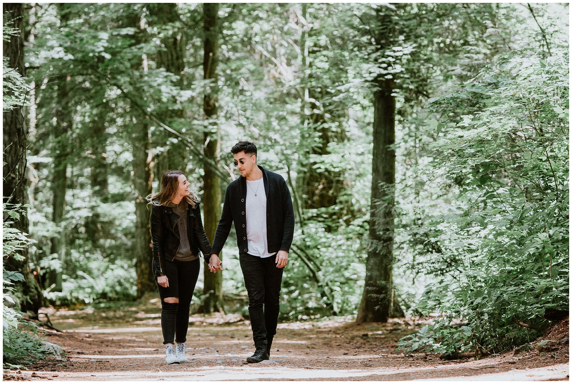 Vancouver wedding photographers, forest engagement photos